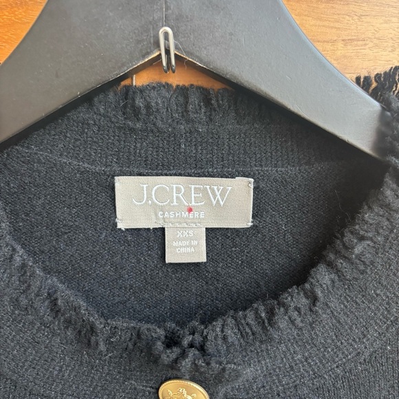 J. Crew Cashmere fringe-trim sweater lady jacket, Size XXS - Picture 7 of 16